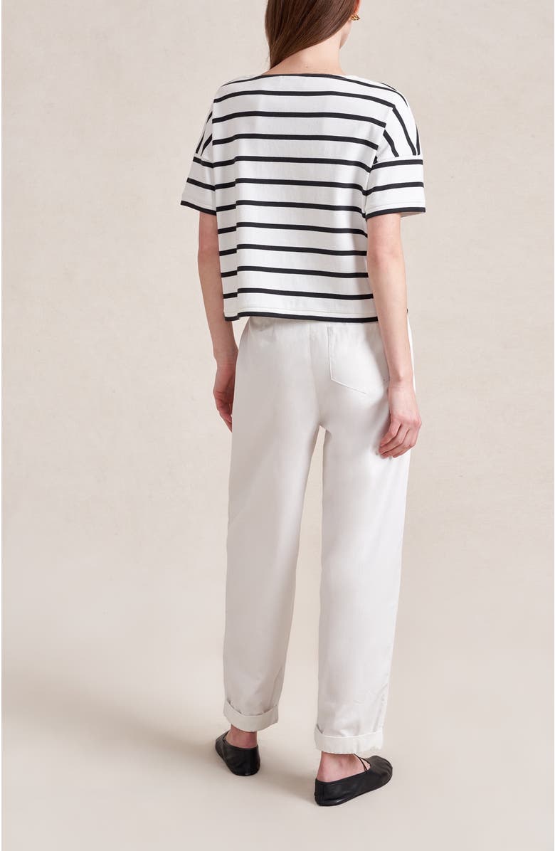 La Ligne Short Sleeve Breton Tee, Alternate, color, Ivory/Black