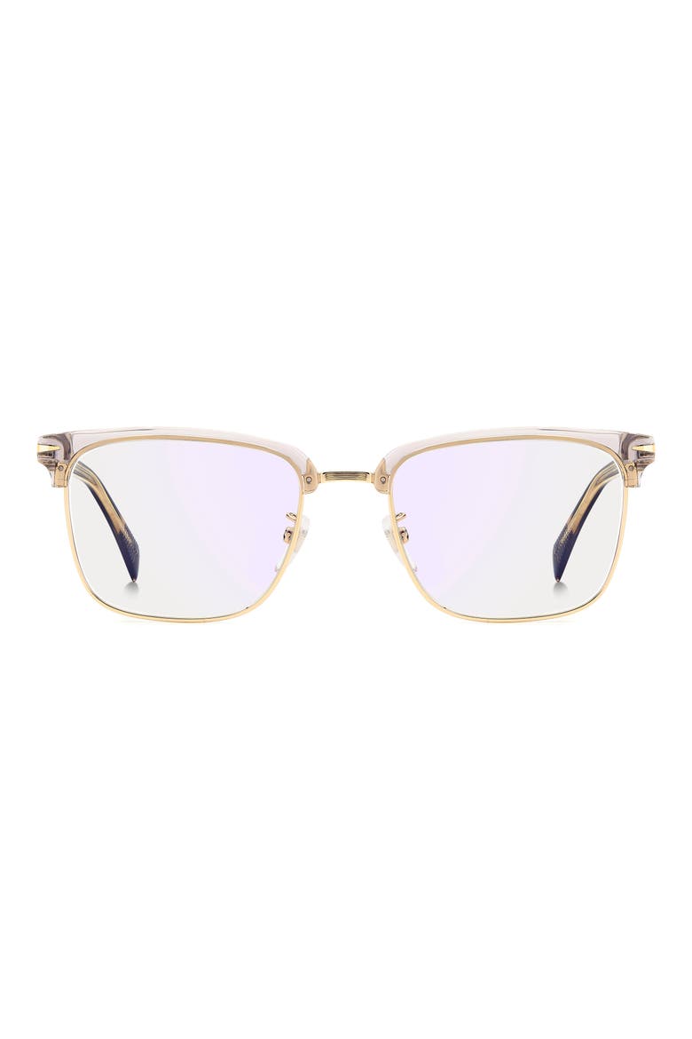 54mm Rectangular Optical Glasses, Main, color, GREY HAVANA GOLD/ BLUE SP