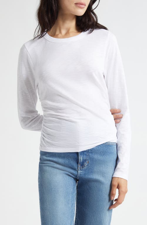 Veronica Beard Mason Gathered Shoulder Baseball Tee In White