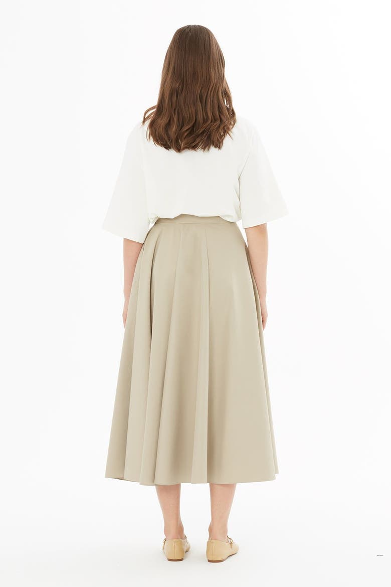 Asymmetric Gathered High-Waist Midi Skirt, Alternate, color, Beige