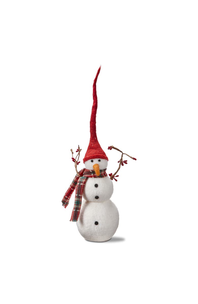 tag Large Multicolor Snowman Figurine with Branch Arms Decorative, Main, color, Multicolored
