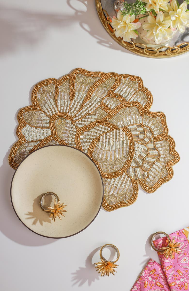 Tiramisu The Art Deco Bloom Beaded Charger, Alternate, color, Gold