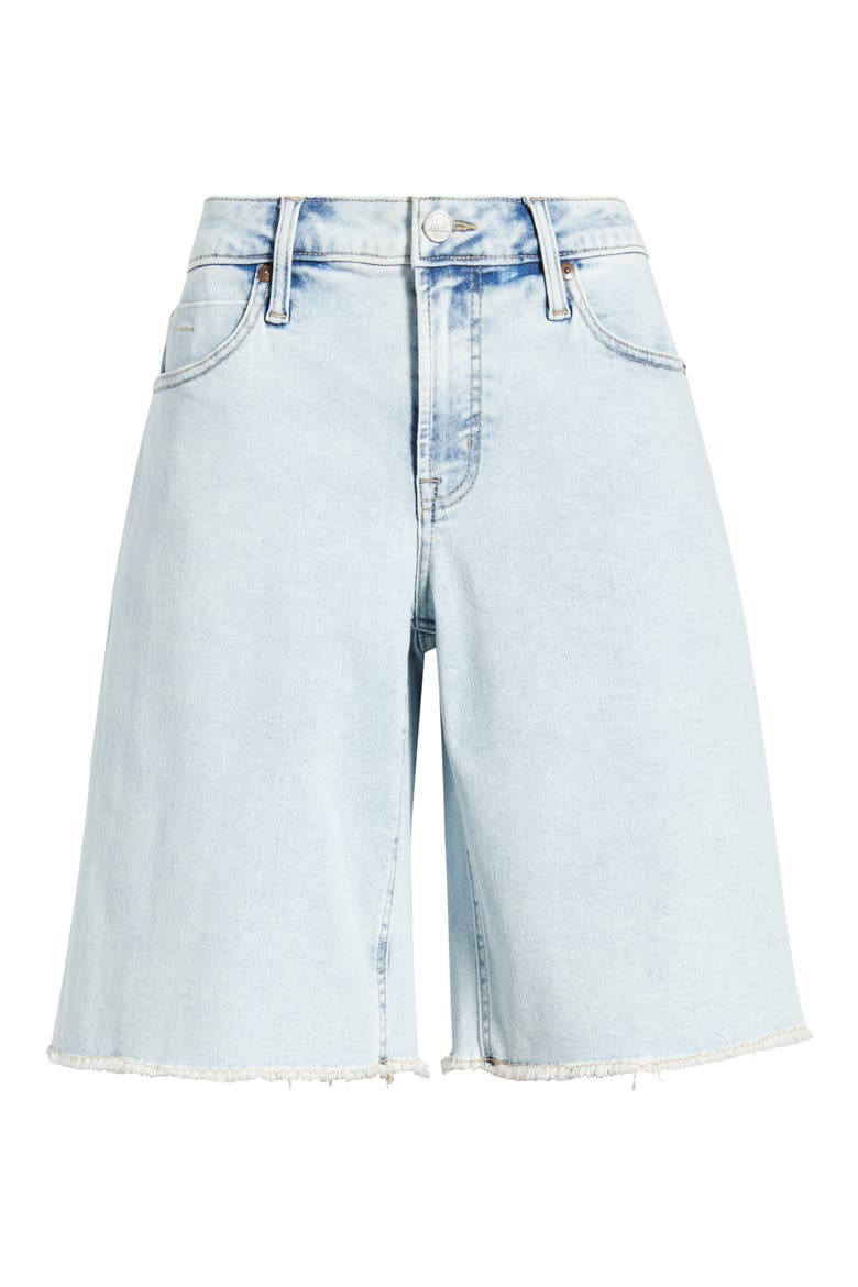 Frayed Denim Bermuda Shorts, Alternate, color, SNOW