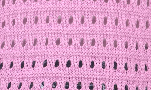 Shop Rain And Rose Open Stitch Sweater Polo In Pink