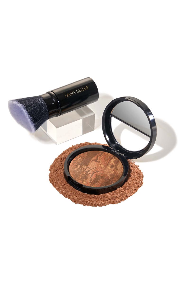 Laura Geller Beauty Baked Balance-n-Brighten Color Correcting Foundation + Kabuki Brush Set, Main, color, Deep