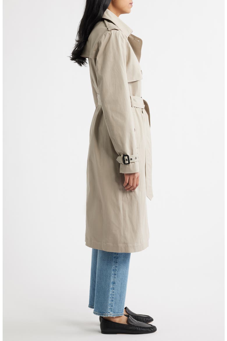 Belted Stretch Cotton Trench Coat, Alternate, color, LIGHT GREY