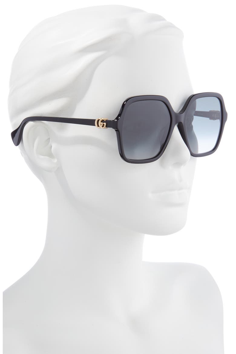 56mm Square Sunglasses, Alternate, color, BLACK