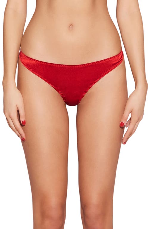 Fleur Du Mal Red Luxe Thong In Rouge