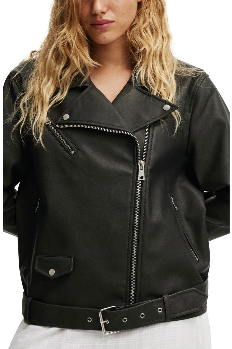 Roman Faux Leather Moto Jacket, Alternate, color, WASHED BLACK
