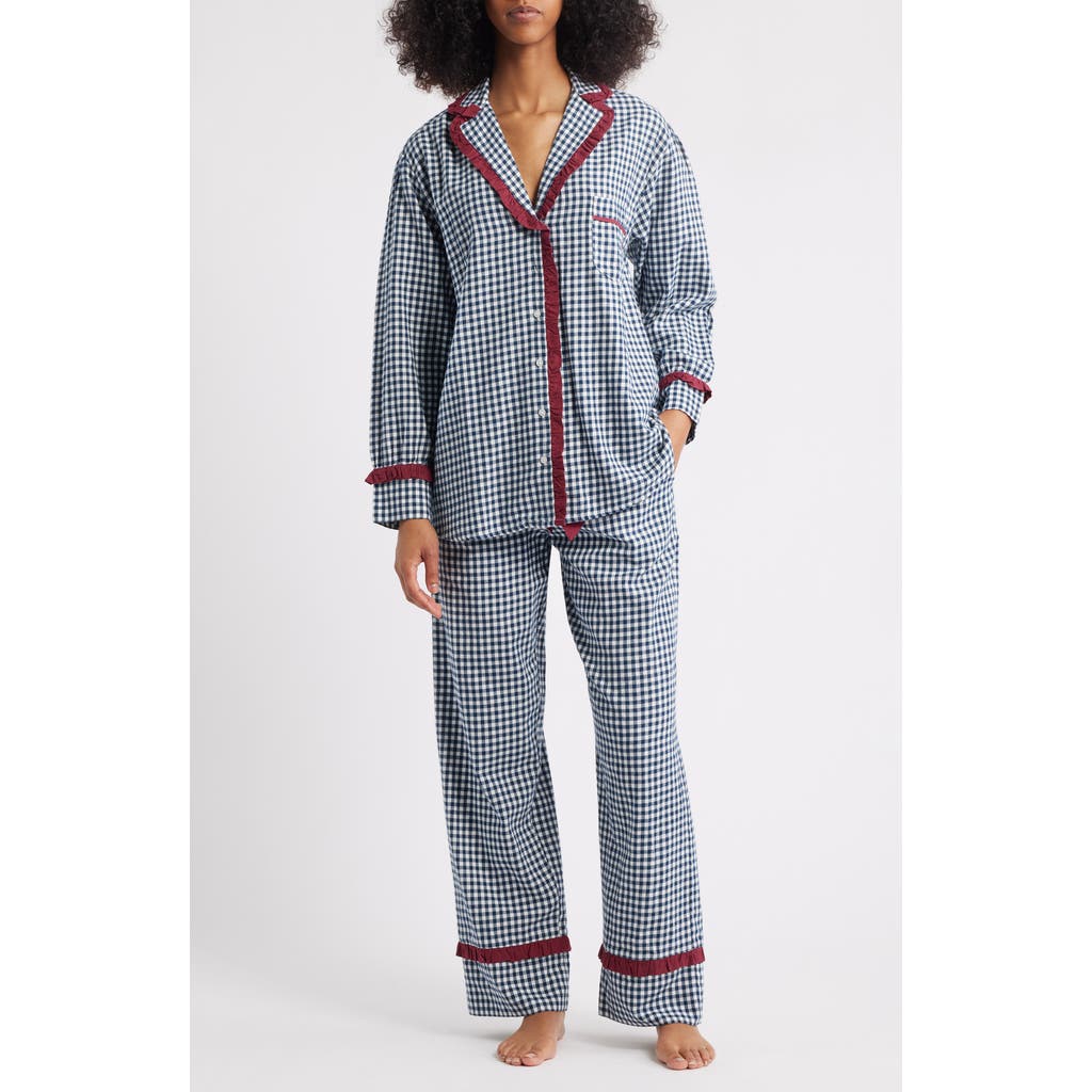 Damson Madder Antonia Gingham Organic Cotton Pajamas In Blue