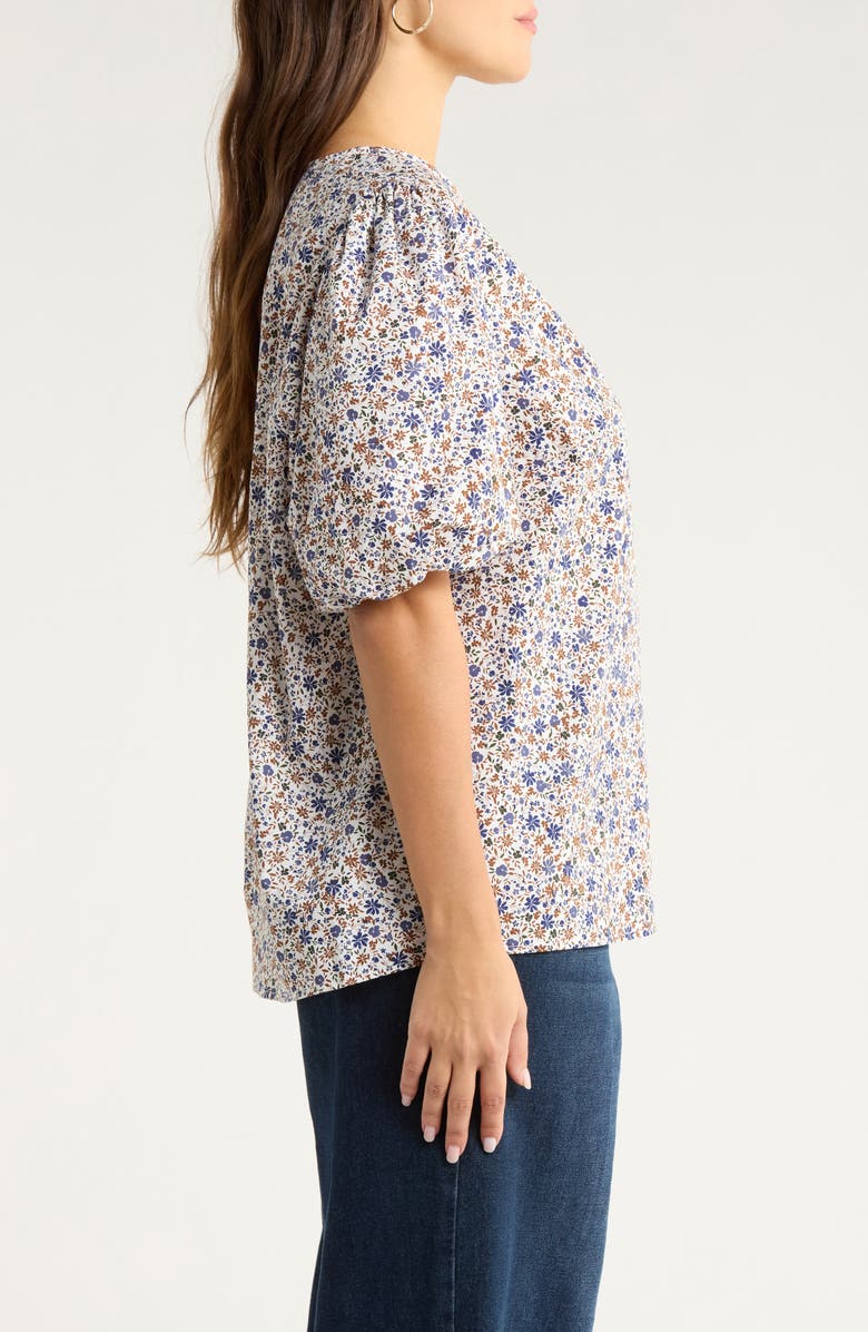 SUGARLIPS Heath Floral Print Puff Sleeve Shirt, Alternate, color, Cream-Multi