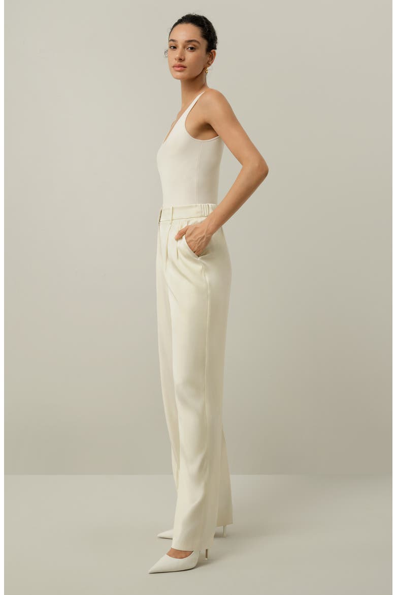Women's Heavy-Weight  Silk Charmeuse Straight Leg Pants, Alternate, color, Lily White