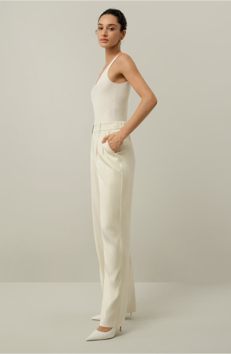 Lilysilk Double-Faced Charmeuse Straight- Leg Pant, Alternate, color, Lily White