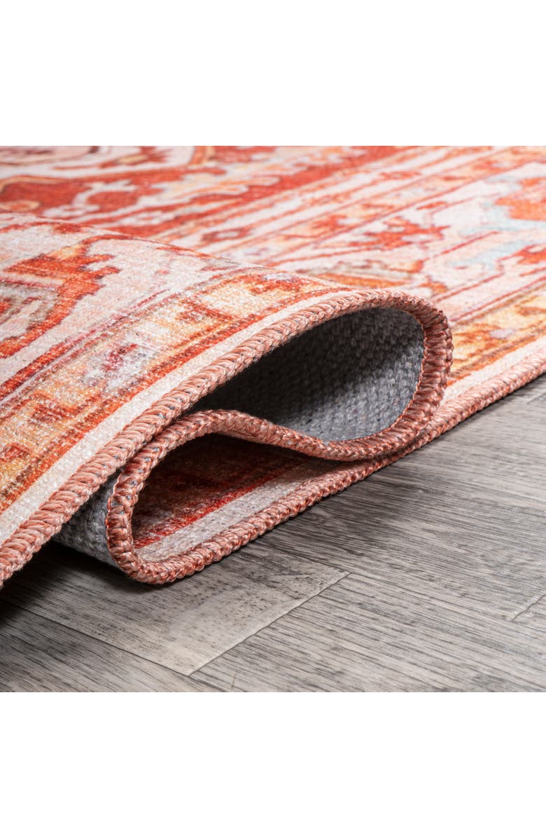 JONATHAN Y Asa Ornate Medallion Machine-Washable Round Area Rug, Alternate, color, Orange/Cream - Round