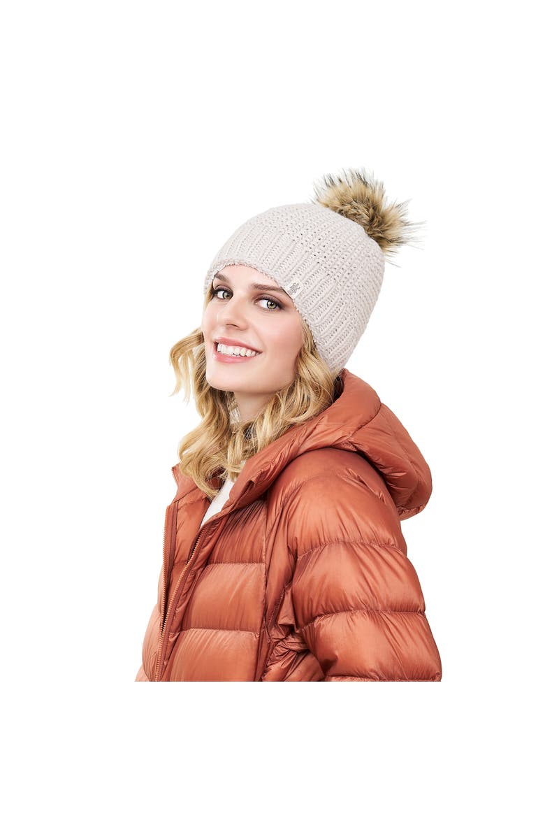 Moss Fur Pom Pom Hat, Alternate, color, Charcoal