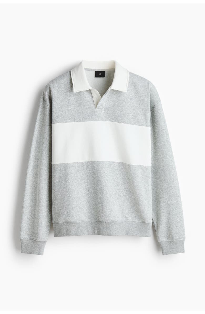 H&M Loose Fit Rugby Sweatshirt, Main, color, Light Gray Melange/Color Block
