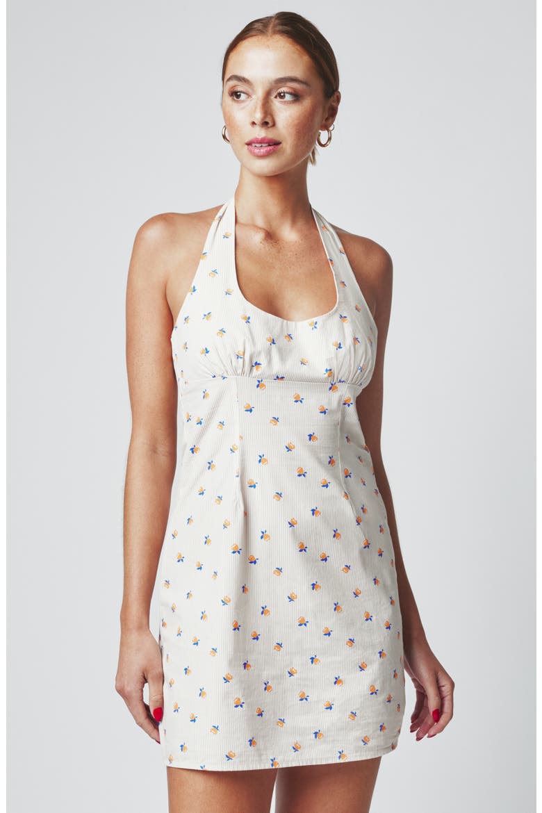 Citrus Stripe Halter Minidress, Alternate, color, CITRUS STRIPE