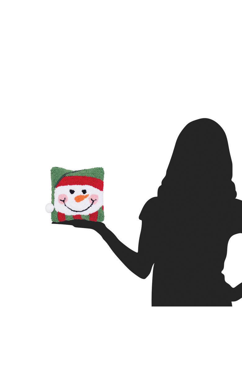 C&F Home Happy Snowman Hooked Small Petite Christmas Holiday Throw Pillow, 8" x 8", Alternate, color, 