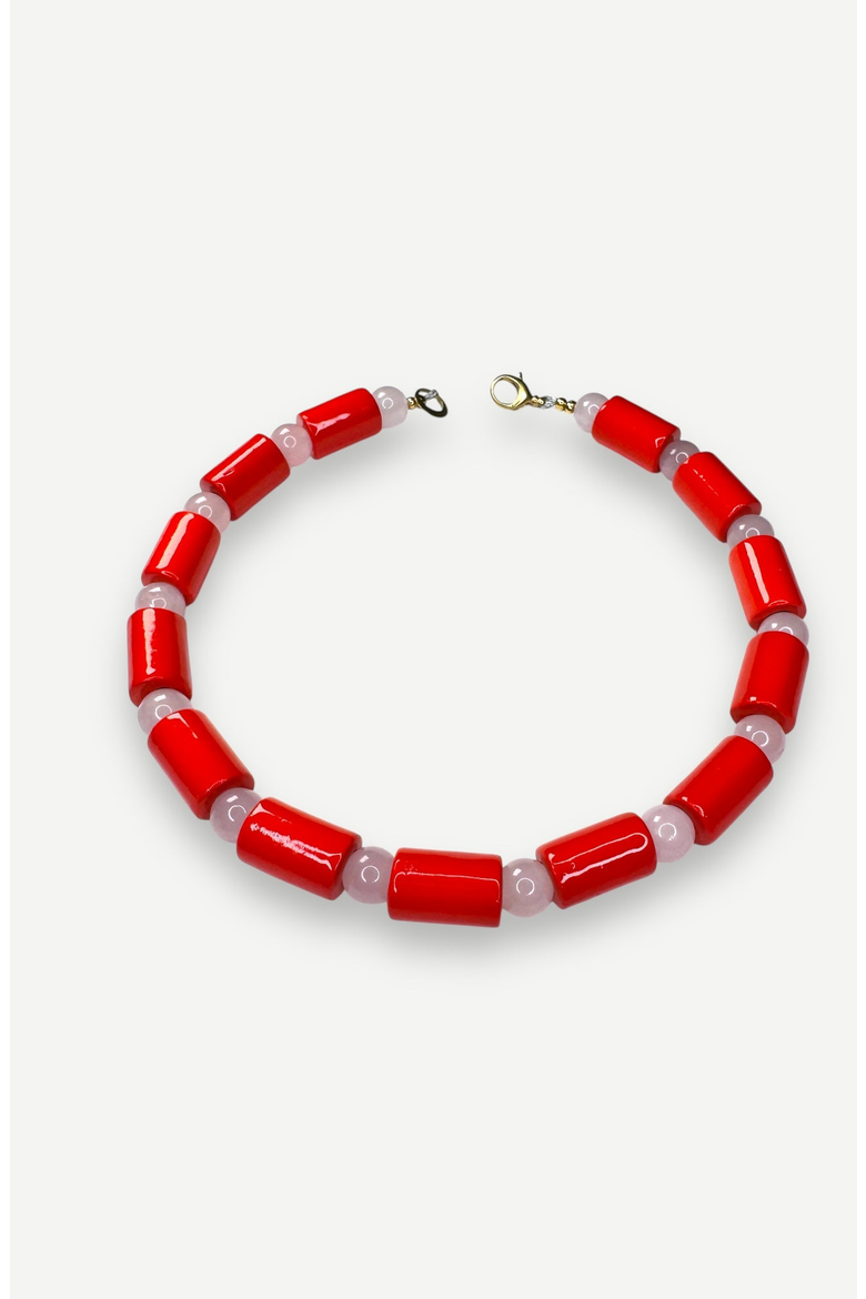 Bead Five Sundry Necklace, Alternate, color, Lobster & Rose Quartz