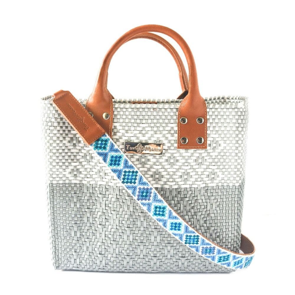 Mai Woven Bag Strap - Blue, Alternate, color, Tan Leather