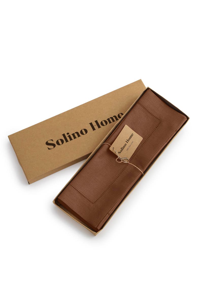 Solino Home Linen Placemats - Classic Hemstitch, Alternate, color, Brown