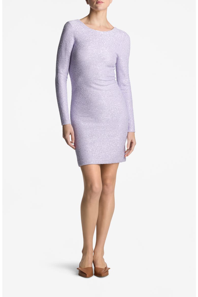 Sequin Long Sleeve Stretch Knit Body-Con Dress, Main, color, DUSTY LAVENDER