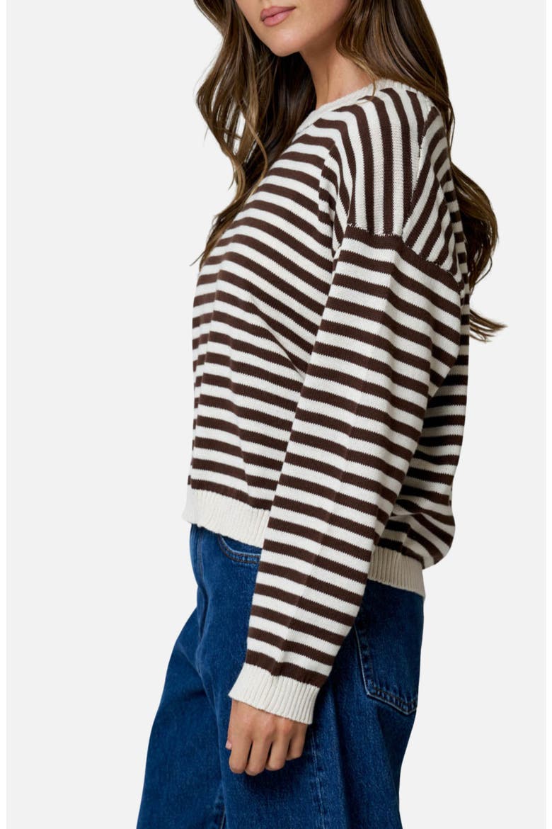 Stripe Cotton Blend Sweater, Alternate, color, OATMEAL