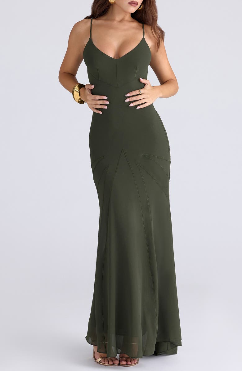 HOUSE OF CB Sacha Georgette Gown, Alternate, color, Forest Green