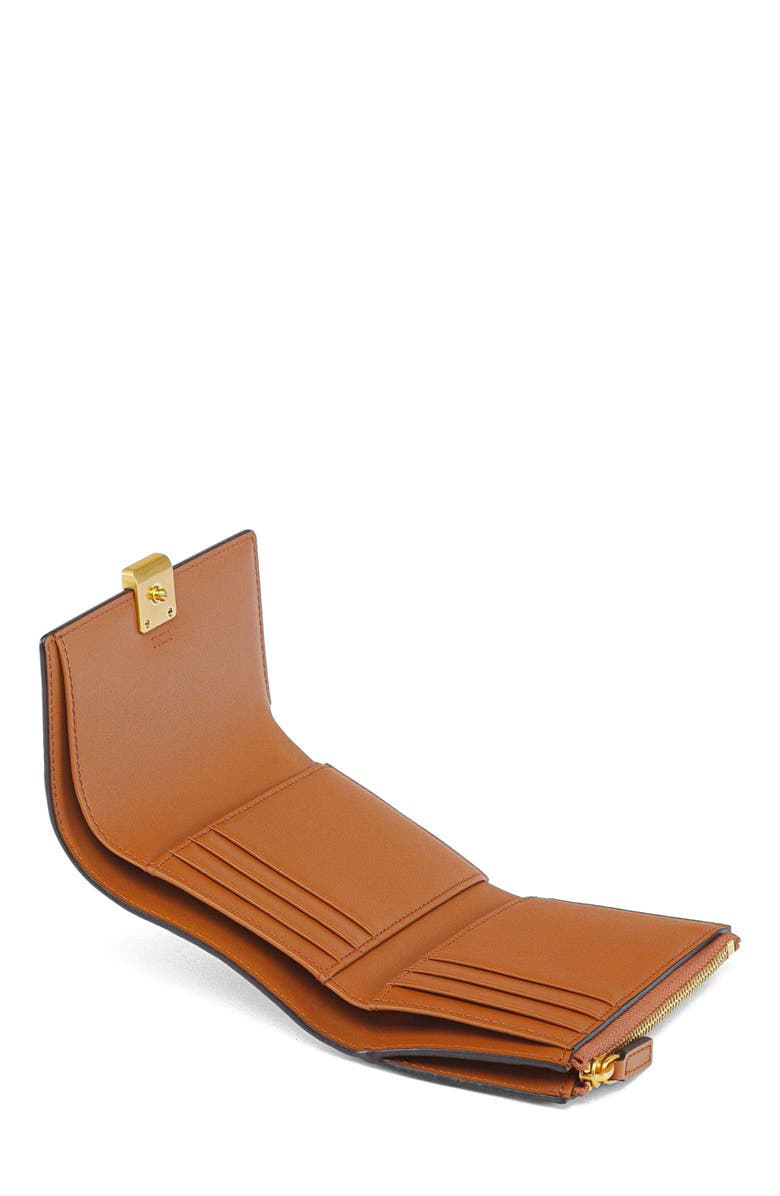 MCM Aren Trifold Wallet in Visetos, Alternate, color, Cognac