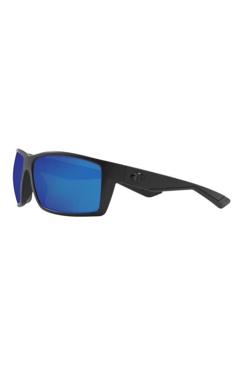 64mm Oversize Polarized Rectangular Sunglasses, Alternate, color, BLACKOUT/ GREEN MIRROR