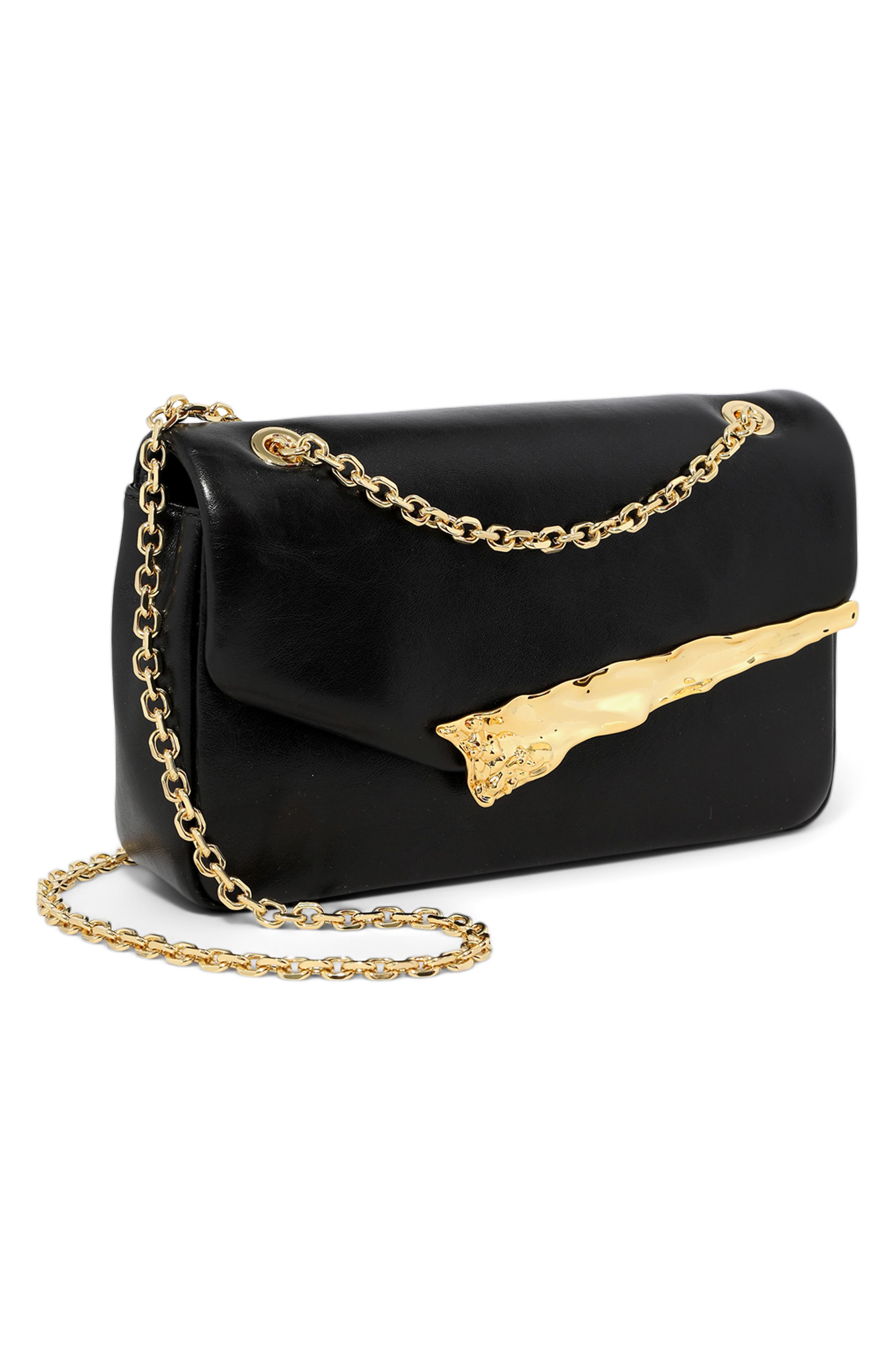 Alexis Bittar The Angular Leather Shoulder Bag, Alternate, color, Black