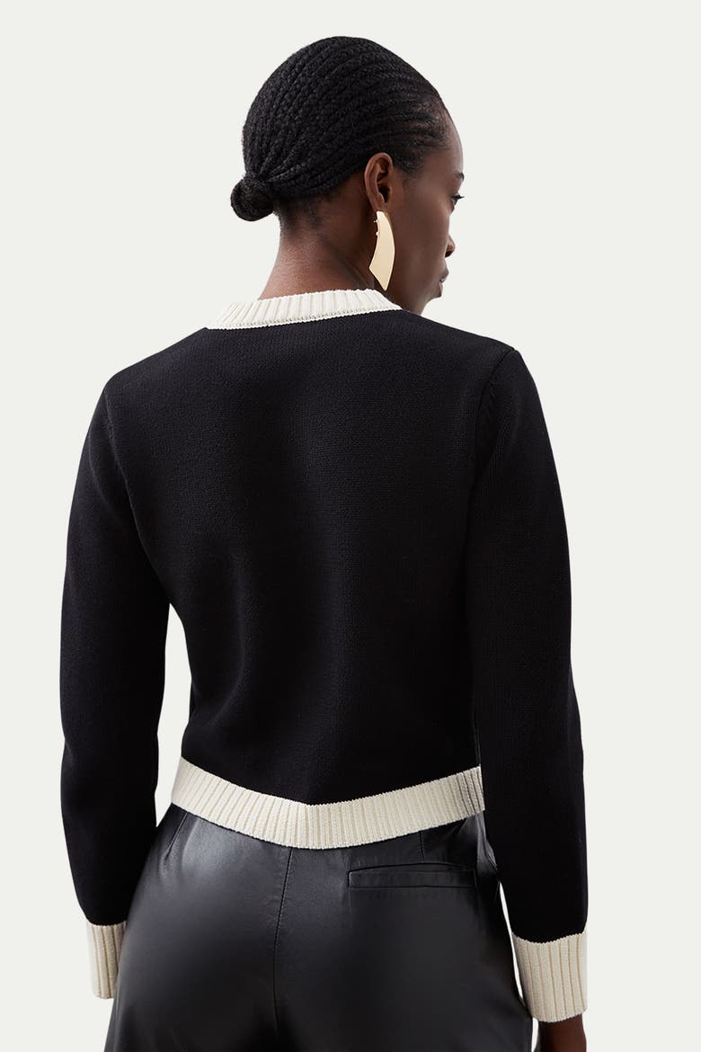 Cotton Cropped Knit Boxy Cardigan, Alternate, color, Mono