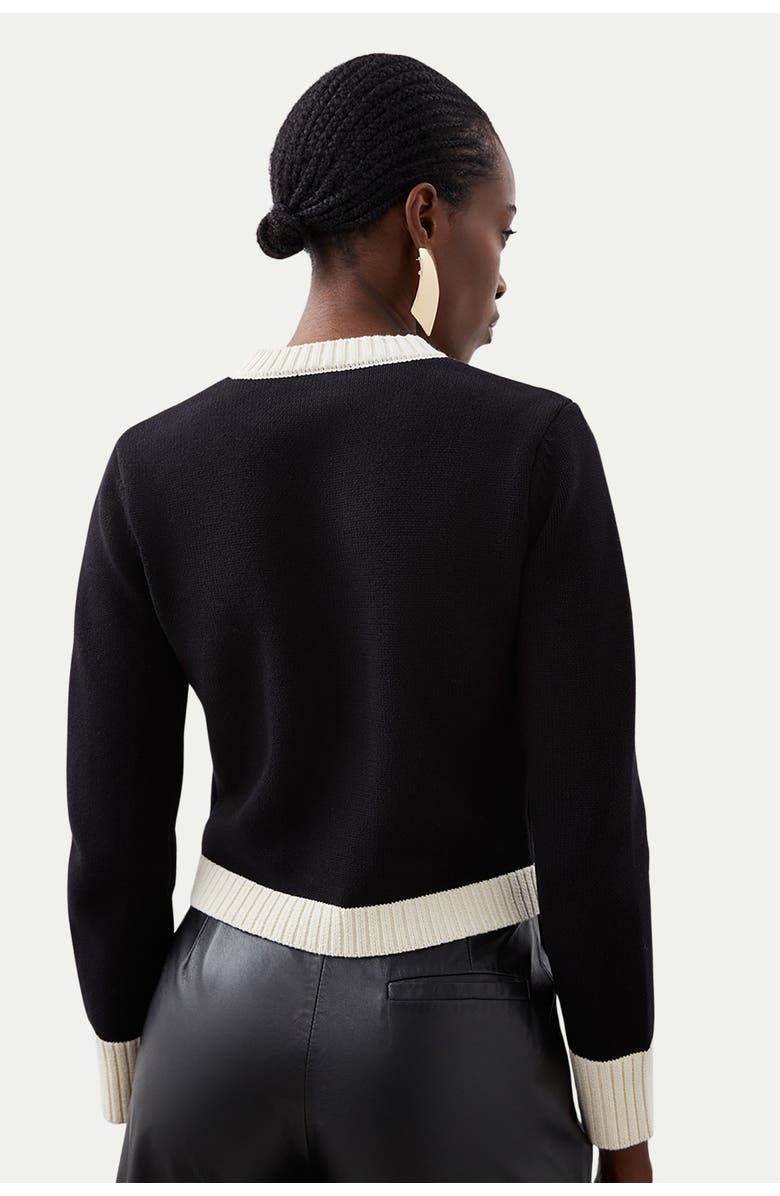 Karen Millen Cotton Cropped Knit Boxy Cardigan, Alternate, color, Mono