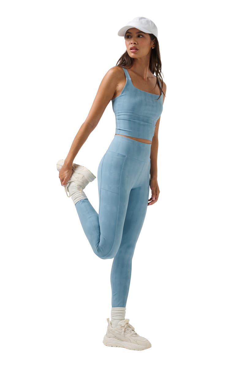 TravisMathew Moveknit Bonded Pocket Leggings, Alternate, color, Smoke Blue Multi