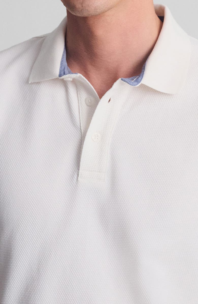 Mavi Jeans Textured Cotton Polo, Alternate, color, Antique White