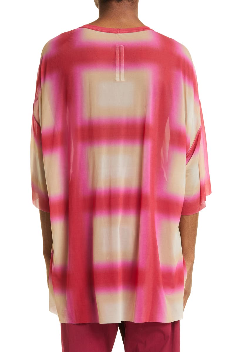 Rick Owens Tommy Degradé Plaid Oversize T-Shirt, Alternate, color, 