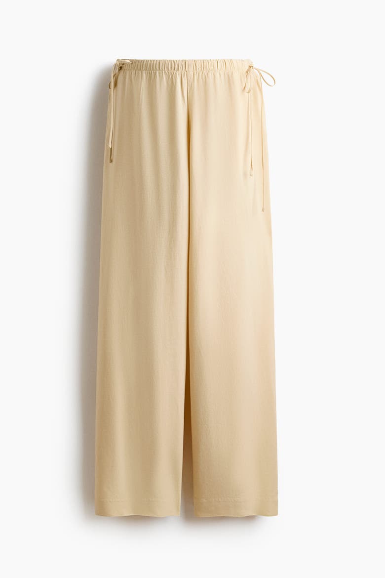 Mama Linen-blend Drawstring Trousers, Alternate, color, Light yellow