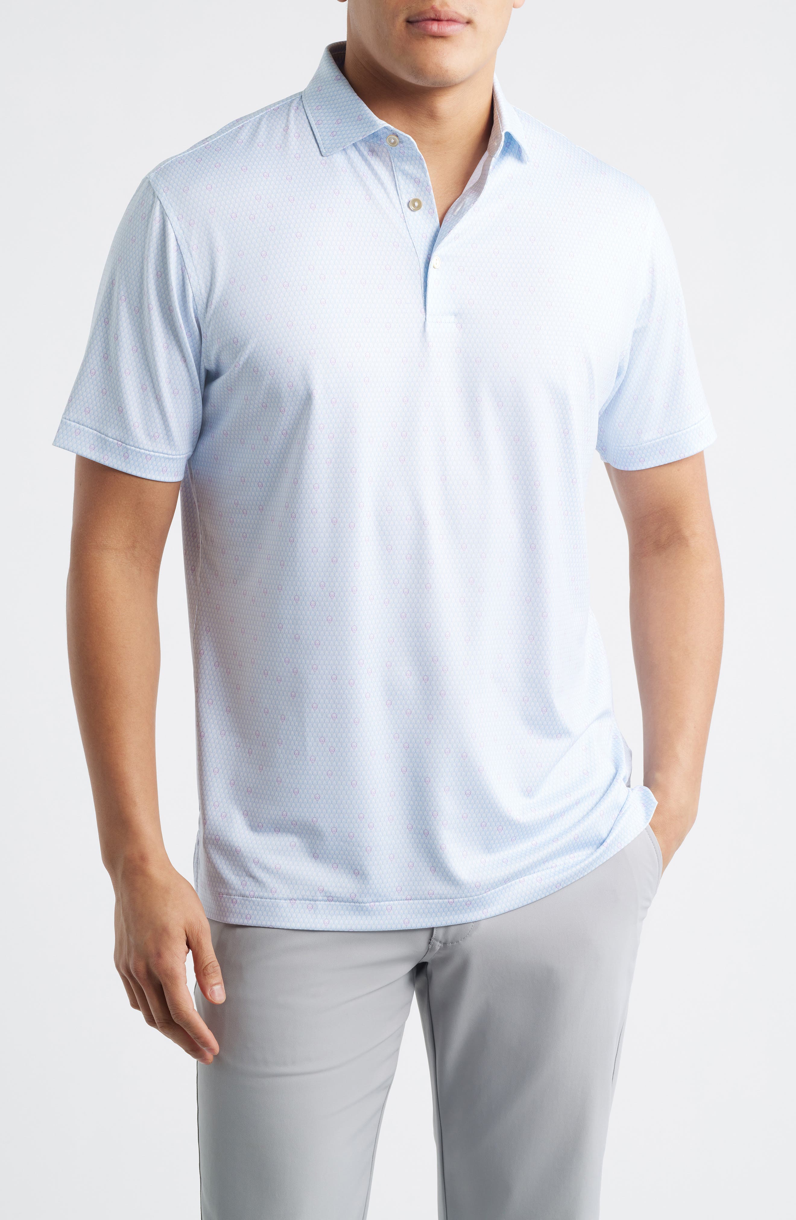 Geometric Skull Print Performance Jersey Polo - image 3