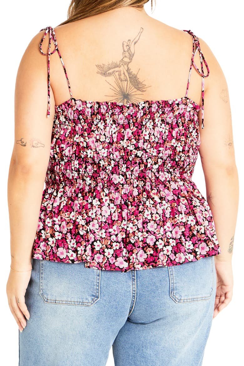 Lyla Floral Tie Strap Peplum Tank, Alternate, color, DITSY FLORAL