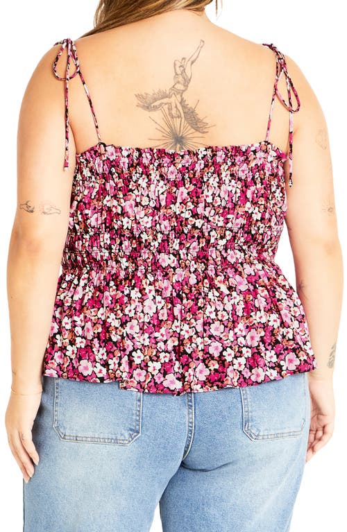 City Chic Lyla Floral Tie Strap Peplum Tank In Multi