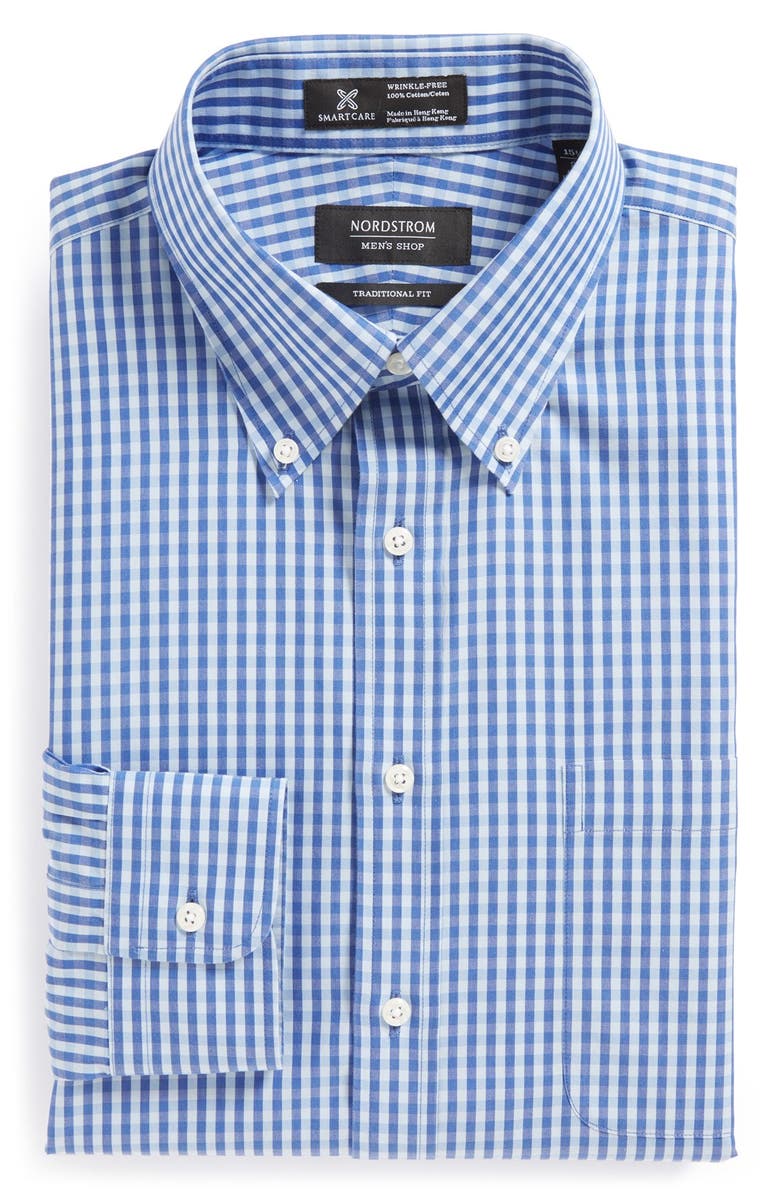 NORDSTROM MEN'S SHOP Smartcare<sup>™</sup> Wrinkle Free Traditional Fit Gingham Dress Shirt, Main, color, 