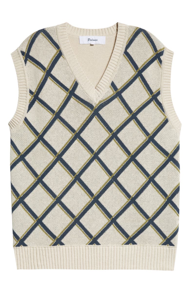 PALMES Net Argyle Sweater Vest, Alternate, color, Off White