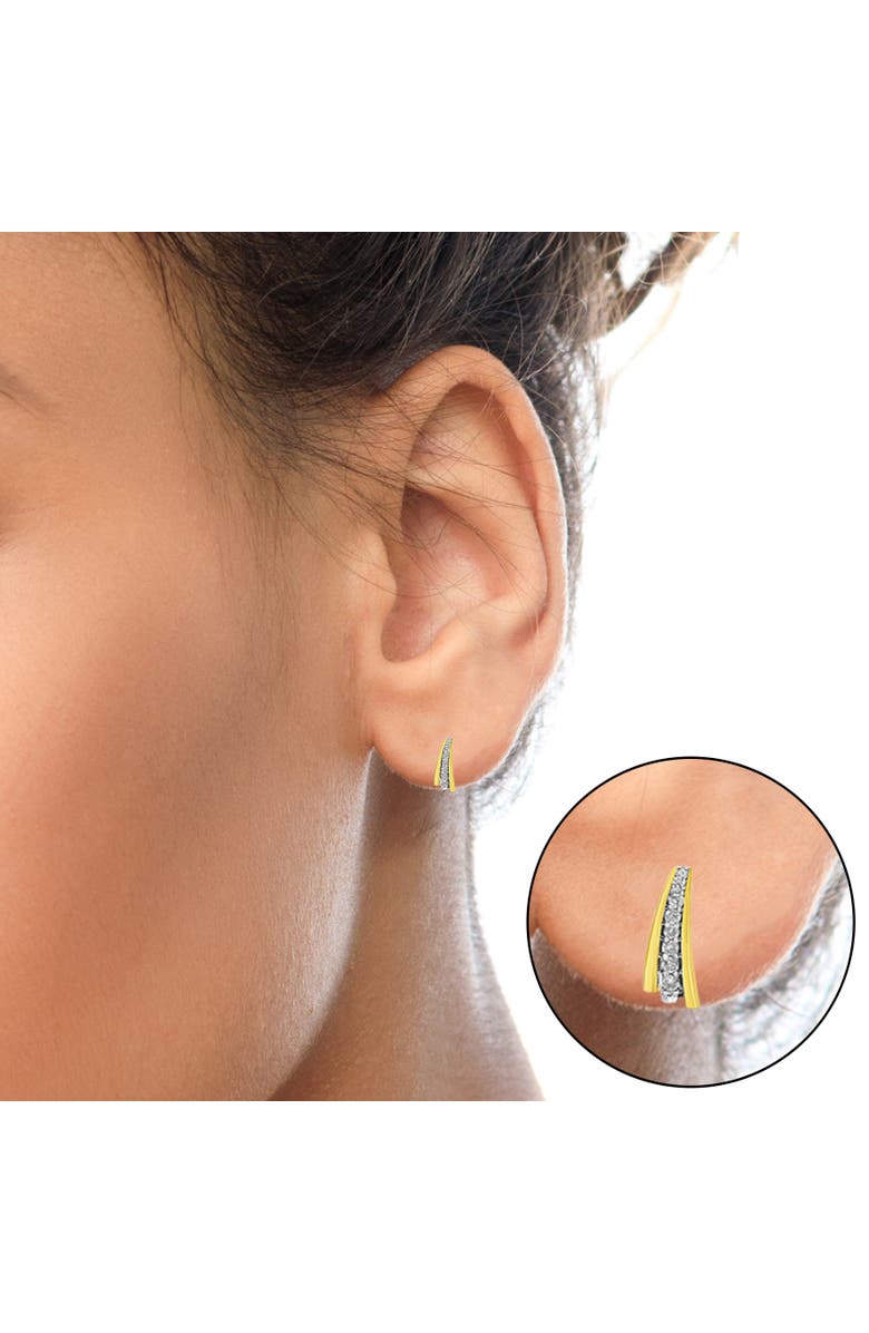 Haus of Brilliance 10K Yellow Gold Plated Silver 1.00 Ct Diamond Graduated Huggie Stud Earrings, Alternate, color, Yellow