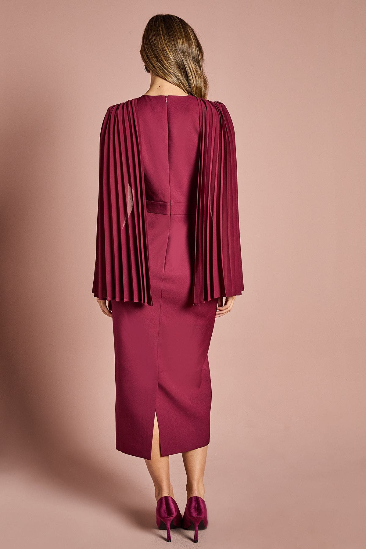 Cape Sleeve Pencil Midi Dress - image 2