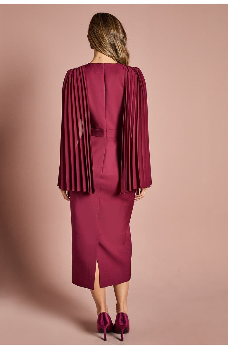 Coast Cape Sleeve Pencil Midi Dress, Alternate, color, Berry