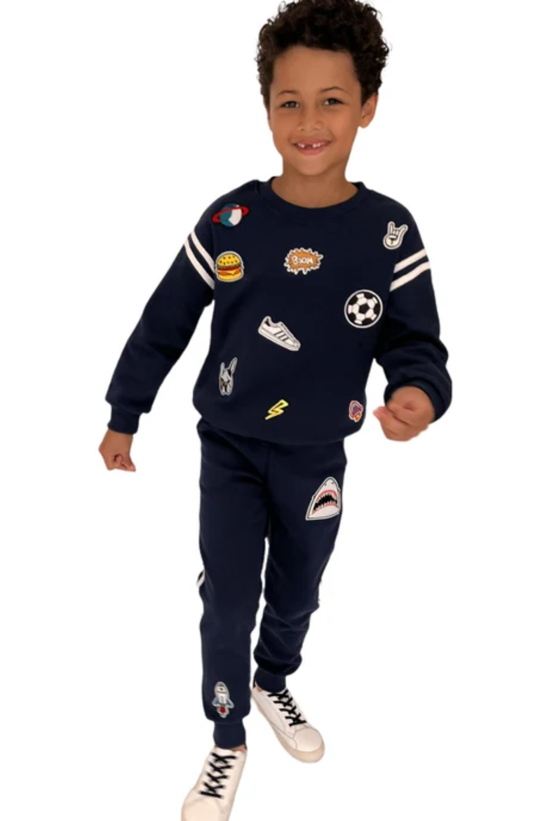 Varsity Patch Jogger Set Navy, Alternate, color, Blue