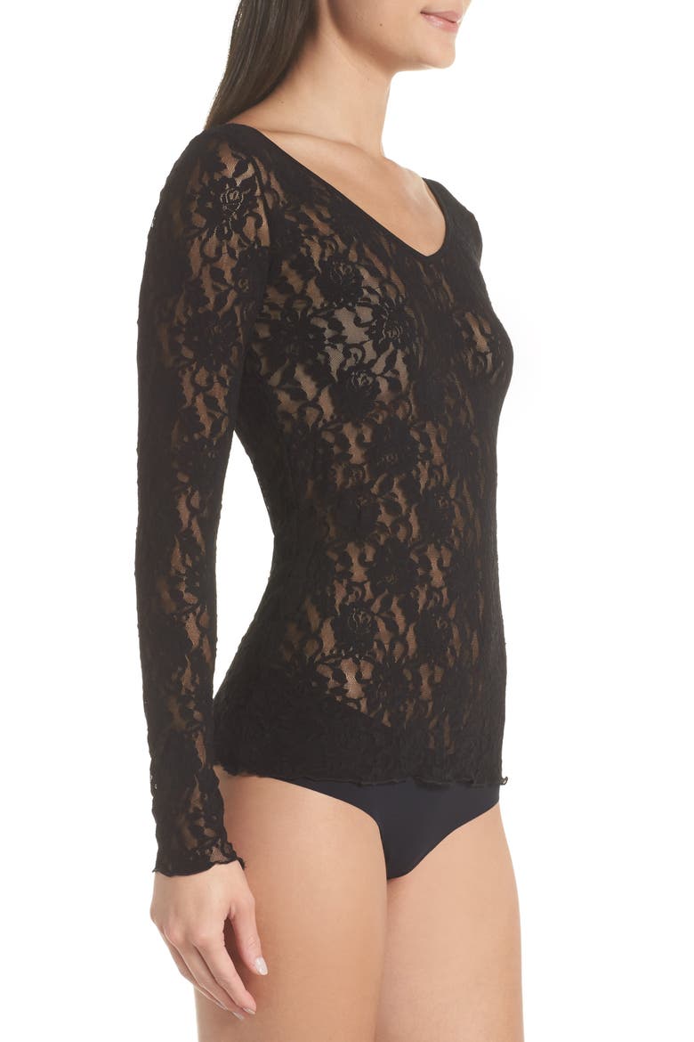 Signature Lace 2-Way Top, Alternate, color, BLACK