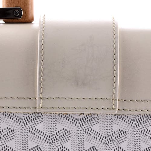 Pre-owned Goyard  Goyard Saigon Top Handle Bag Coated Canvas With Leather Pm In White