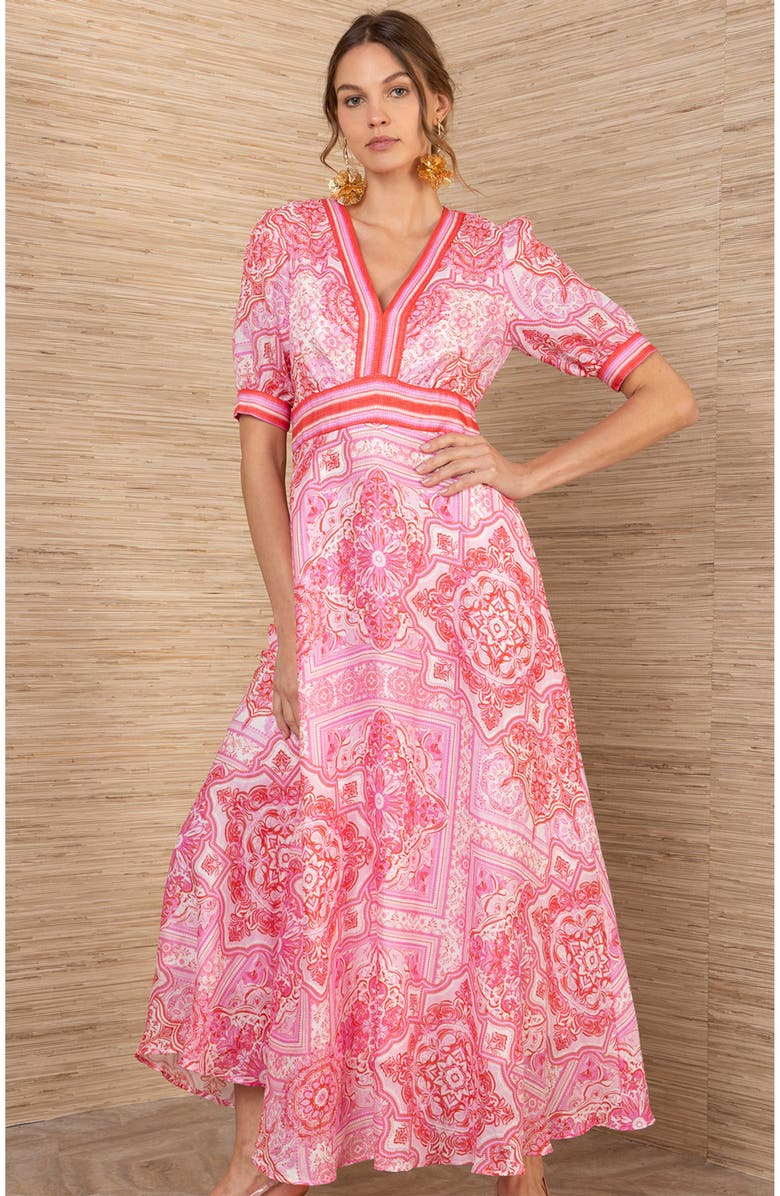 Hale Bob Ginevra Linen Maxi Dress, Alternate, color, Red