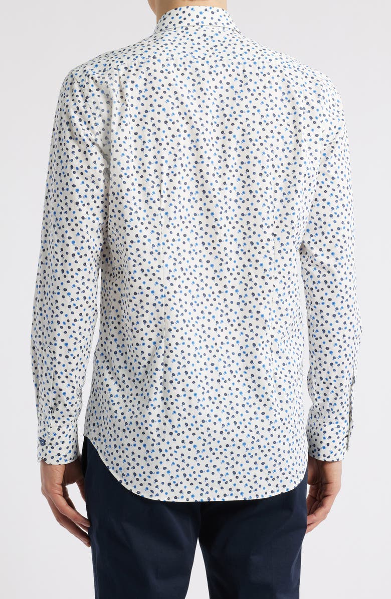 Paul Smith London Tailored Fit Floral Organic Cotton Dress Shirt, Alternate, color, White